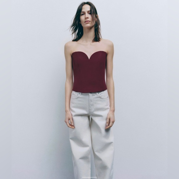 Zara Wine🍷🍷🍷 Sweetheart Neckline Bustier - Size Small - NWT - Picture 6 of 7